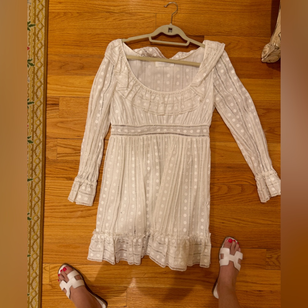 Zimmerman White Scoop Neck Ruffle Dress - Picture 2 of 4
